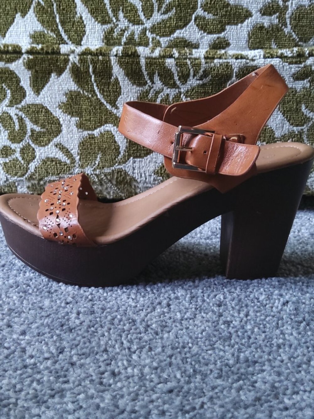 BROWN RHINESTONE CLOG SANDAL